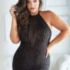 Allure Leopard And Mesh Halter Dress – Black – 8 XL / 3 XL -Sexy Serie Winkel 17 4102 1X2X 1