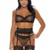 Caught Playing Bra. Garter Belt And Panty – Black S -Sexy Serie Winkel 779300BLK S 1 4