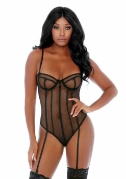 Caged In Love Net Teddy – Black – M