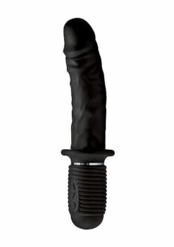 Power Pounder Vibrating And Thrusting Silicone Dildo – Black