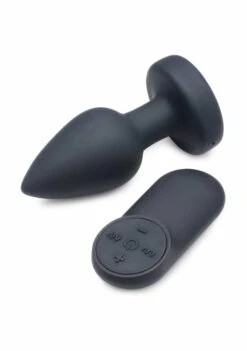 Silicone Vibrating LED Plug – Large – Black