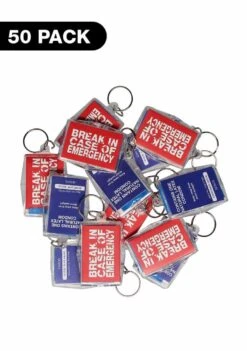 Key Rings- Break In Case Of Emergency – 50 Pack