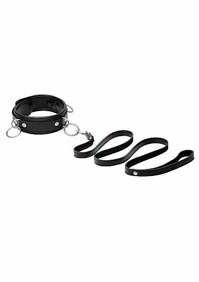 3 Ring Leather Collar with Leash – Black 3 Ring Leather Collar With Leash – Black -Sexy Serie Winkel IS107 1 1